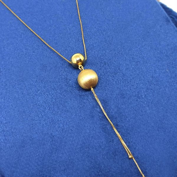 Gargantilha em Ouro 18k com Bolas Polida e Fosca