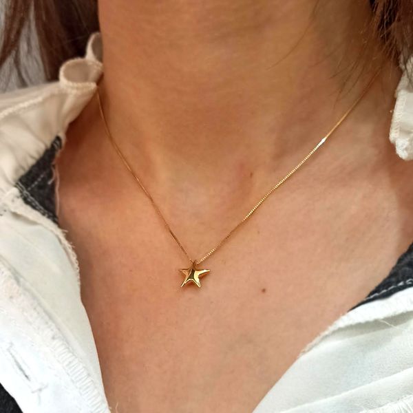 Gargantilha em Ouro 18k Estrela Polida 