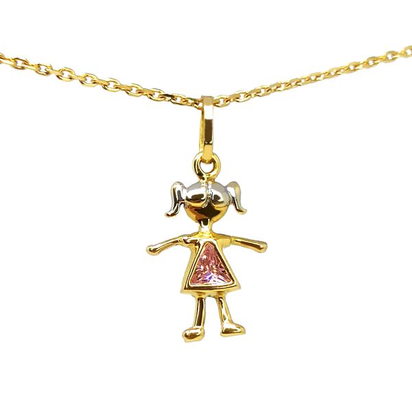 Pingente em Ouro 18k com Zircônia Rosa