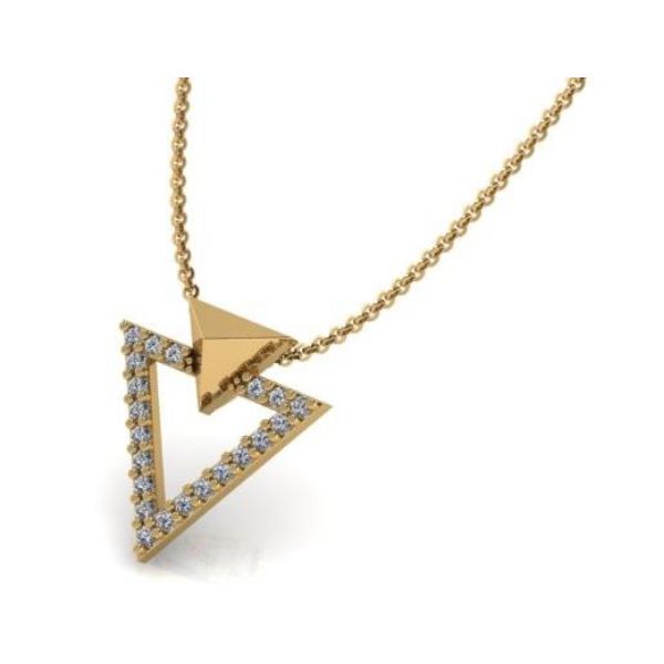 Pingente em Ouro 18k Triângulo Cravejado com Diamantes