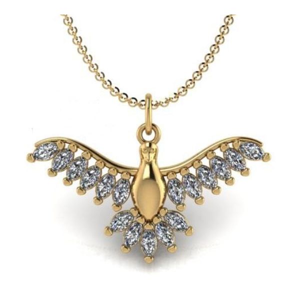 Pingente em Ouro 18k Pássaro cravejado com Diamantes