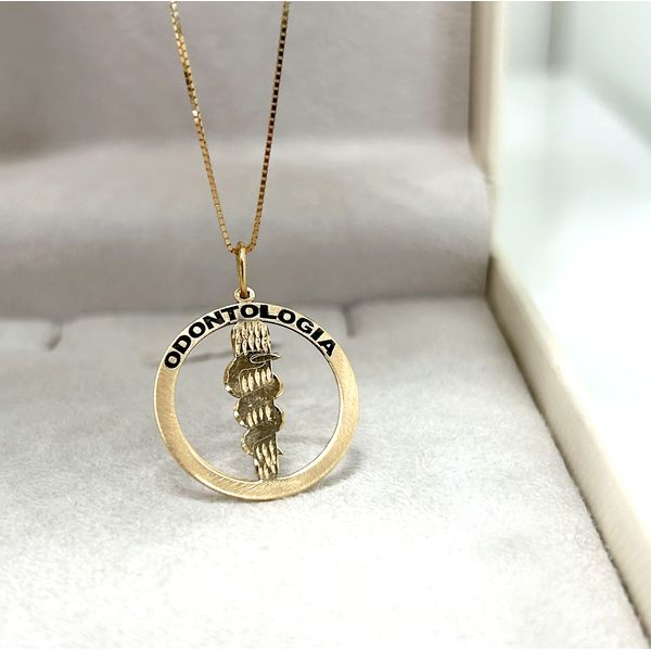 Pingente em Ouro 18k Medalha Odontologia