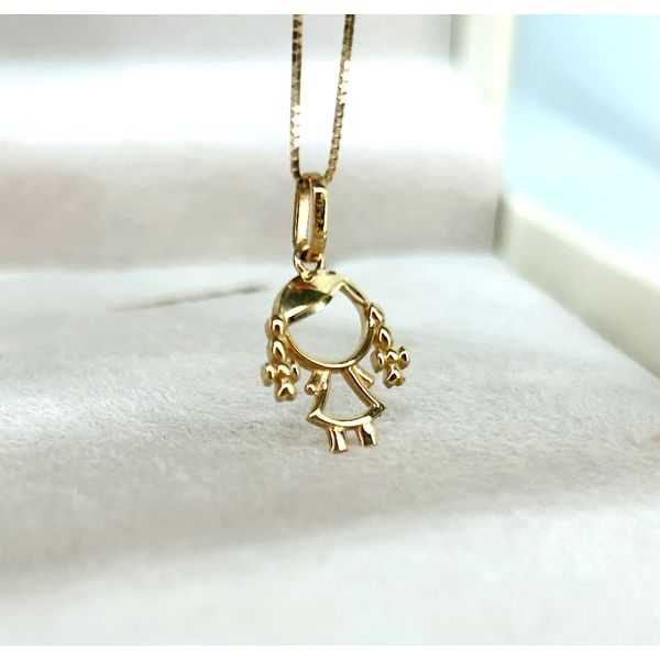 Pingente em Ouro 18k Menina com Trança