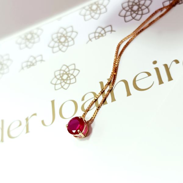 Gargantilha em Ouro 18k Corrente Veneziana com Ponto de Luz Colorido