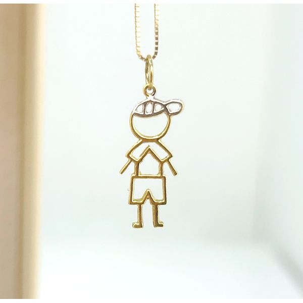 Pingente Menino em Ouro 18k Amarelo e Branco Vazado