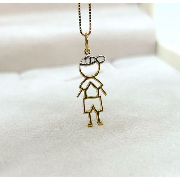Pingente Menino em Ouro 18k Amarelo e Branco Vazado