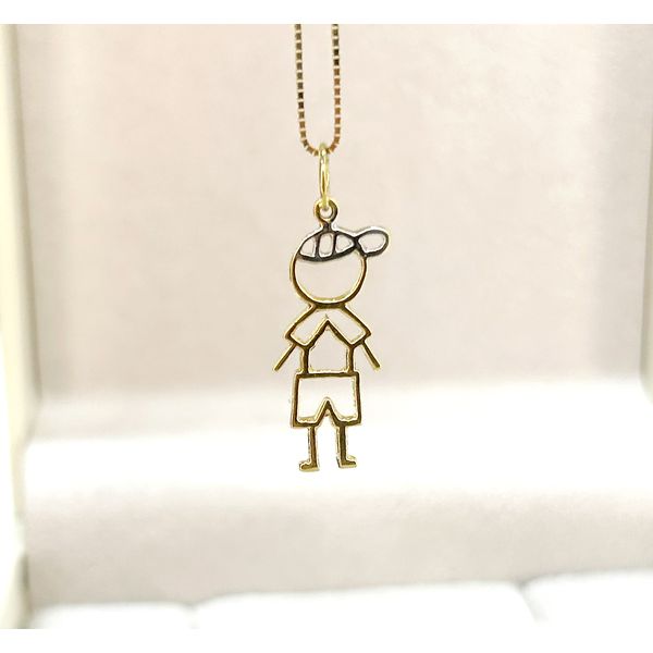Pingente Menino em Ouro 18k Amarelo e Branco Vazado