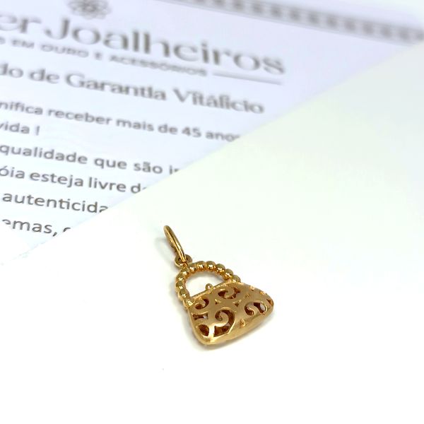 Pingente em Ouro Bolsinha Trabalhada