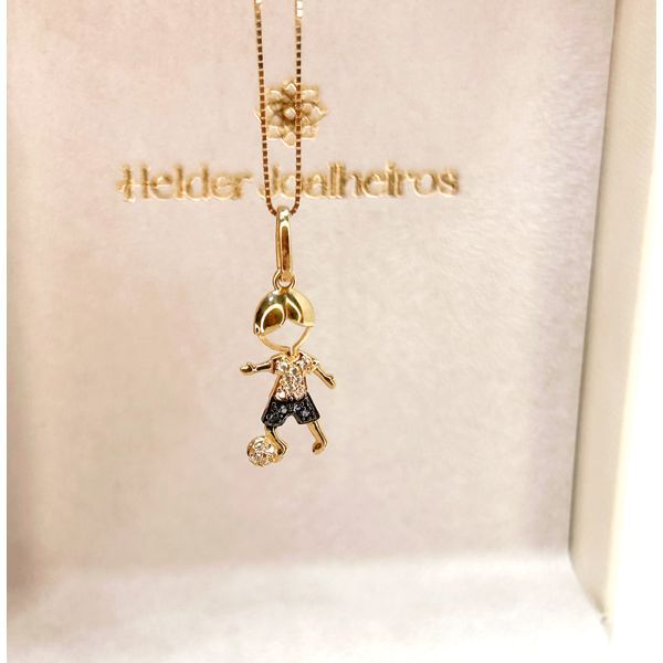 Pingente Menino em Ouro 18k Cravejado 