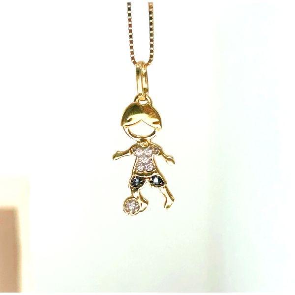 Pingente Menino em Ouro 18k Cravejado 