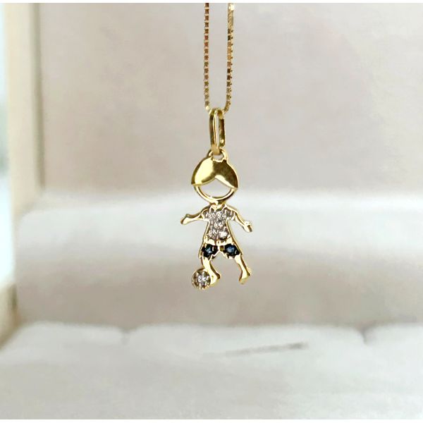 Pingente Menino em Ouro 18k Cravejado 