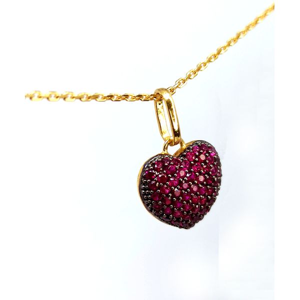 Pingente em Ouro 18k Coração Cravejado com Rubi 