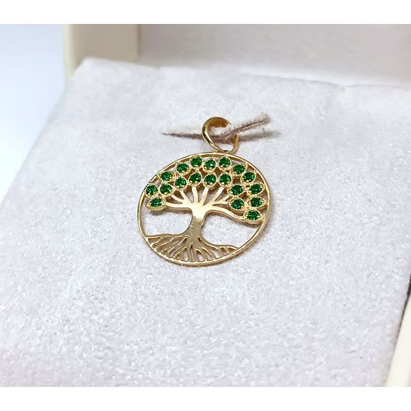 Pingente em Ouro 18k Árvore da Vida com Esmeraldas
