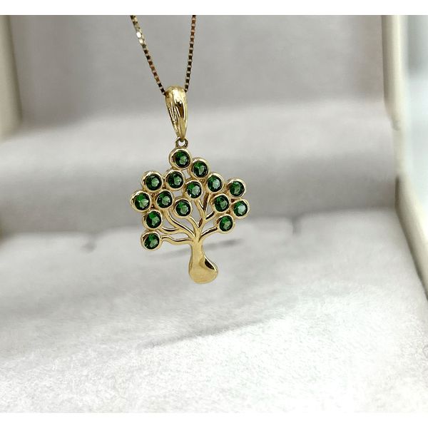 Pingente em Ouro 18k Árvore da vida com Esmeraldas