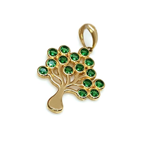Pingente em Ouro 18k Árvore da vida com Esmeraldas