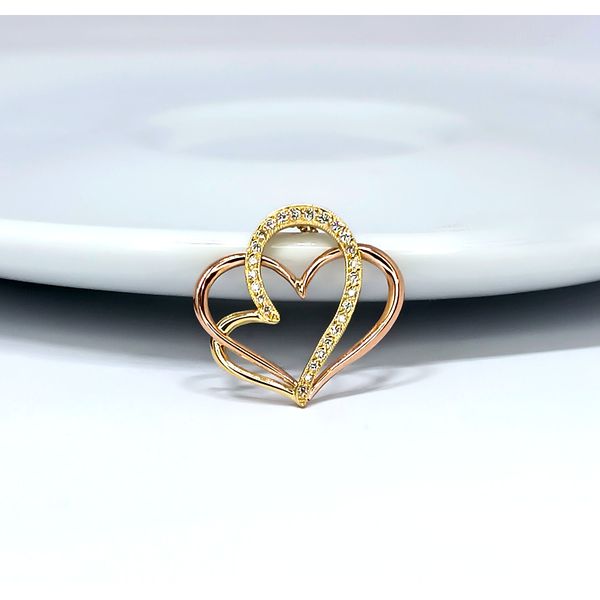 Pingente de Coração Personalizado em Ouro Amarelo e Rosê com Diamantes