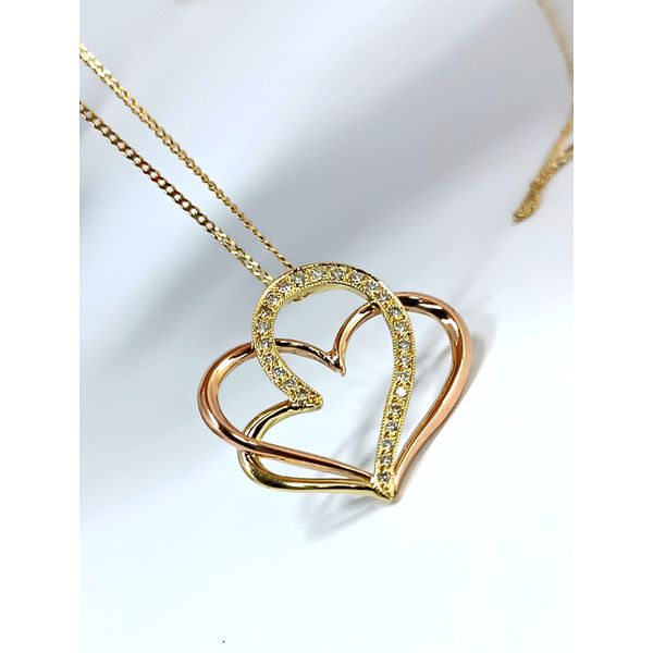Pingente de Coração Personalizado em Ouro Amarelo e Rosê com Diamantes