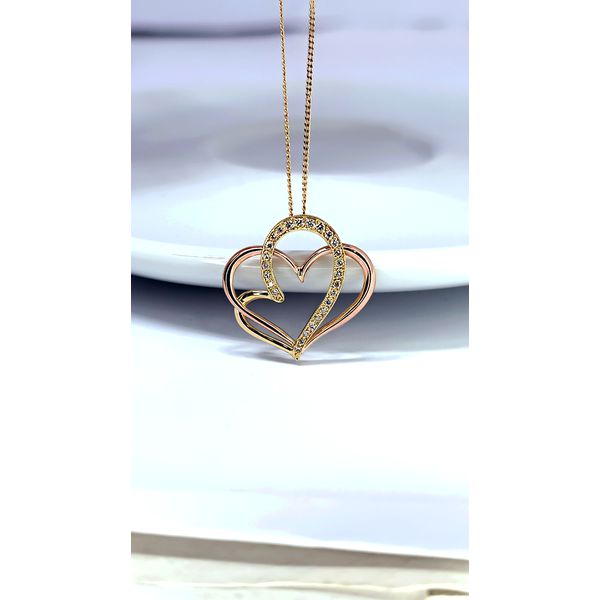 Pingente de Coração Personalizado em Ouro Amarelo e Rosê com Diamantes
