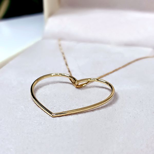 Pingente em Ouro 18k Coração Grande Fio Redondo