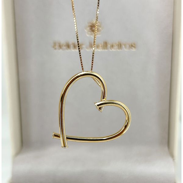 Pingente em Ouro 18k Coração Cruzado Grande