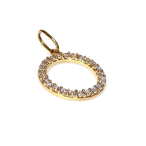 Pingente em Ouro 18k Redondo Cravejado