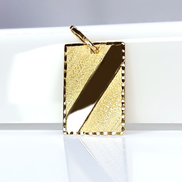 Pingente em Ouro 18k Placa Retangular com Faixa