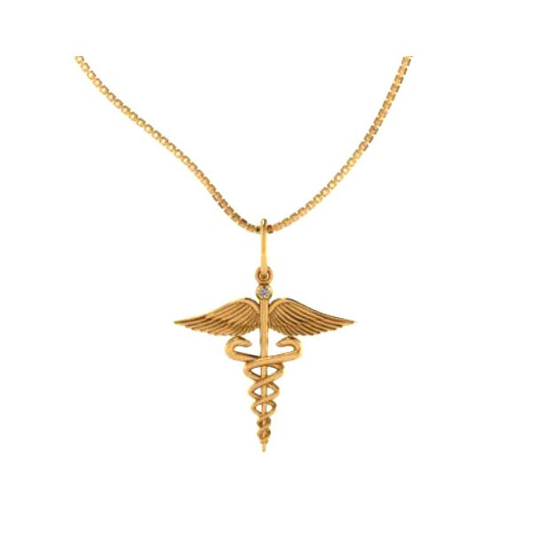 Pingente de Formatura em Ouro 18k Medicina com Esmeralda
