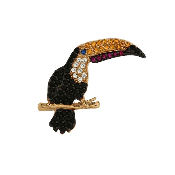 Pingente em Ouro 18k Coleção Fauna ave Tucano cravejada