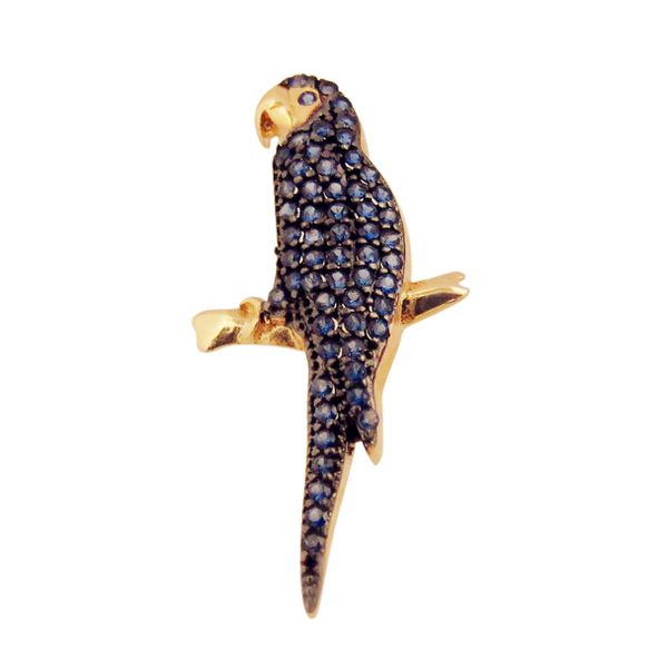 Pingente em Ouro 18k Personalizado coleção Fauna Papagaio com pedras coloridas