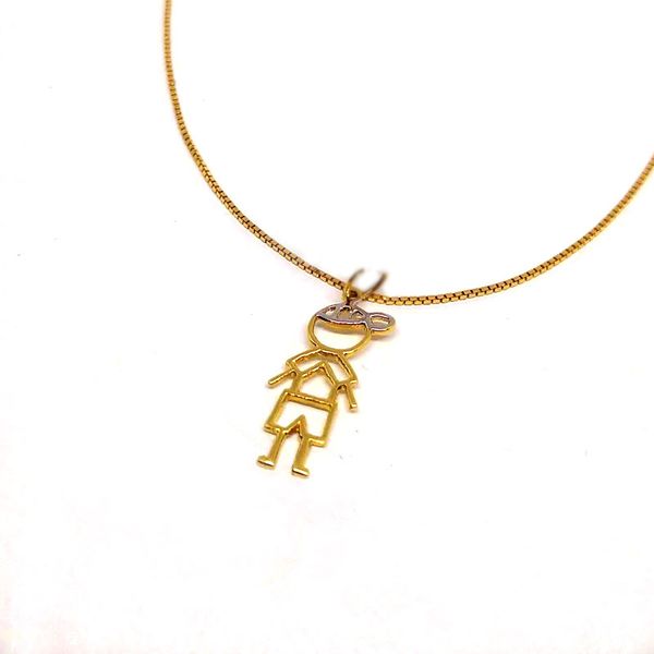 Pingente Menino em Ouro 18k Amarelo e Branco Vazado