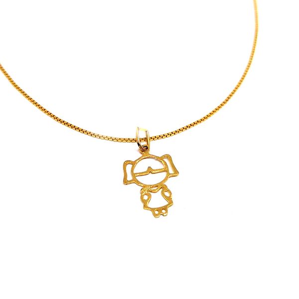 Pingente menina vazada em Ouro 18k 