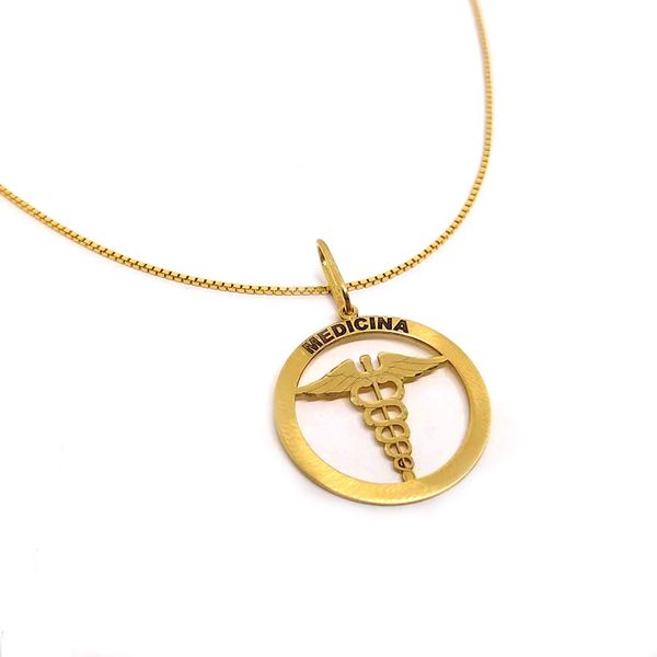 Pingente em Ouro 18k Medalha Medicina