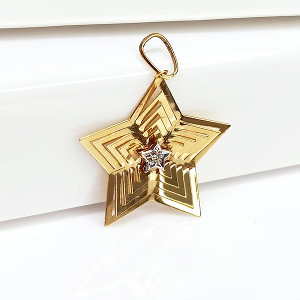 Pingente 18k Estrela Trabalhada