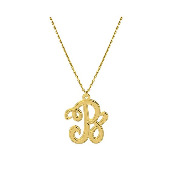 Gargantilha Pingente Letra com Corrente Elo Português - Ouro 18k 750