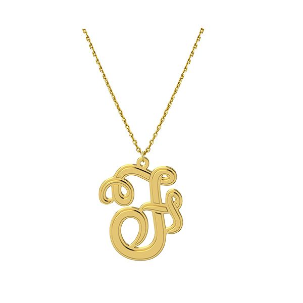 Gargantilha Pingente Letra com Corrente Elo Português - Ouro 18k 750