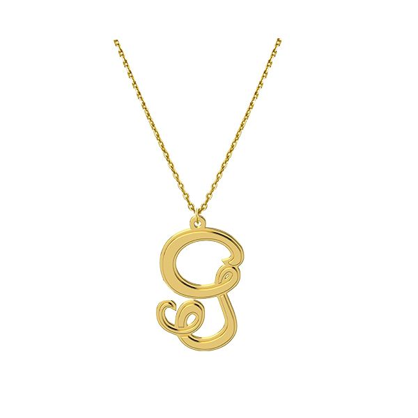 Gargantilha Pingente Letra com Corrente Elo Português - Ouro 18k 750