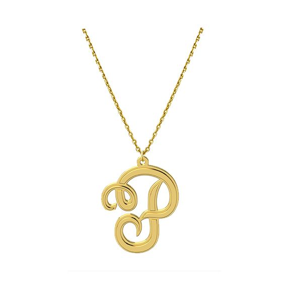 Gargantilha Pingente Letra com Corrente Elo Português - Ouro 18k 750