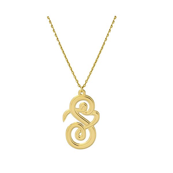 Gargantilha Pingente Letra com Corrente Elo Português - Ouro 18k 750