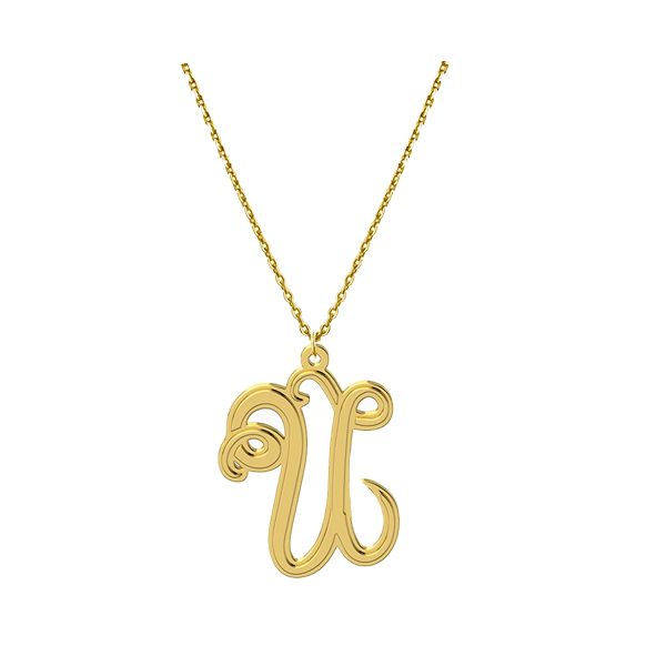 Gargantilha Pingente Letra com Corrente Elo Português - Ouro 18k 750
