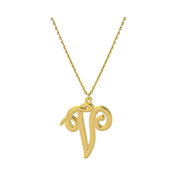 Gargantilha Pingente Letra com Corrente Elo Português - Ouro 18k 750