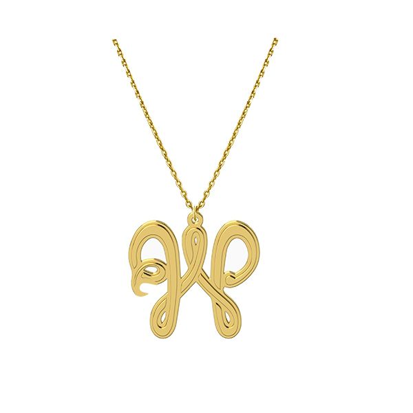 Gargantilha Pingente Letra com Corrente Elo Português - Ouro 18k 750