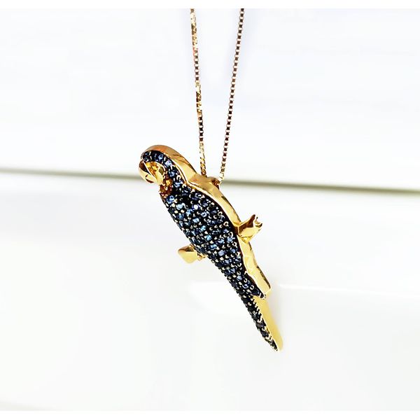 Pingente em Ouro 18k Personalizado Coleção Fauna Papagaio com Pedras