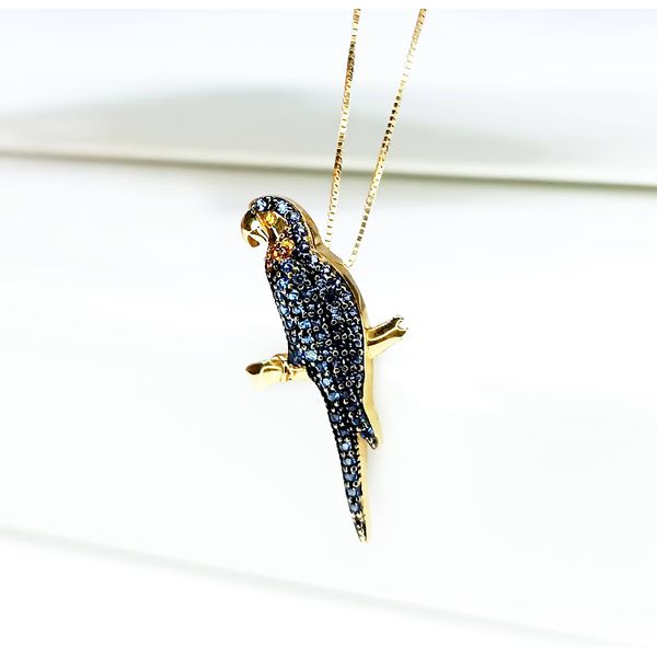 Pingente em Ouro 18k Personalizado Coleção Fauna Papagaio com Pedras