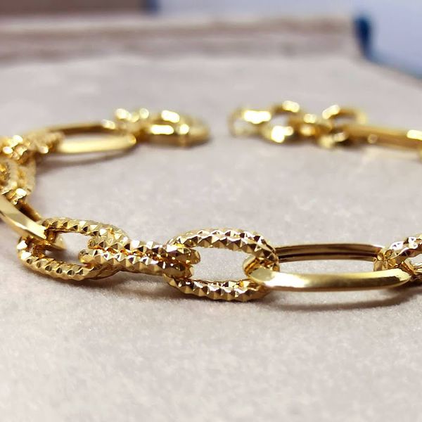 Pulseira com Elos Retângulares e Trabalhados