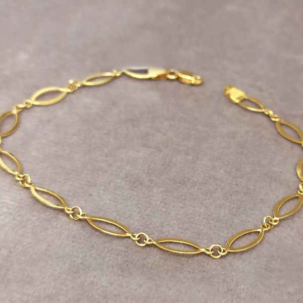 Pulseira em Ouro 18k Chapas Navete