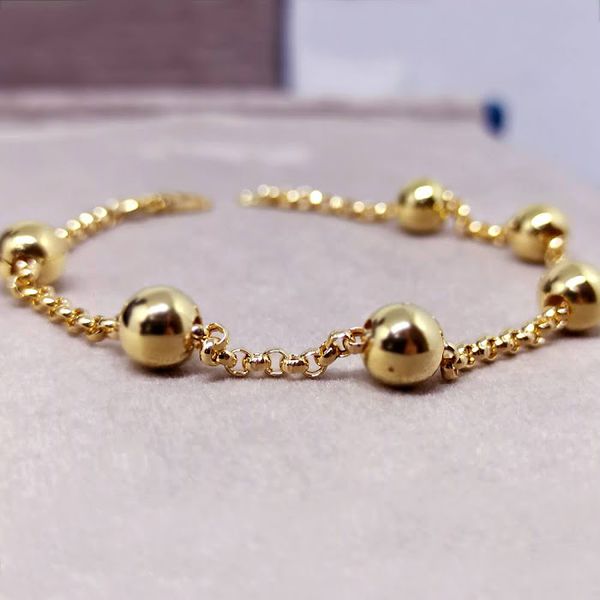 Pulseira com Bolas de 7mm e Elo Português