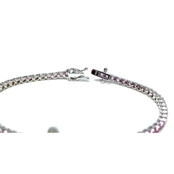 Pulseira Riviera Personalizada com Inicial em Ouro 18k com Safiras Rosas