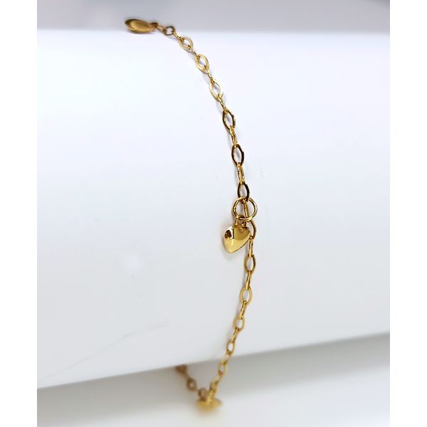 Pulseira em Ouro 18k 750 Infantil Berloques de Coração 