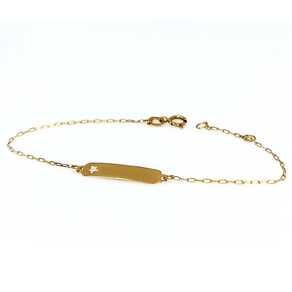 Pulseira Infantil em Ouro 18k Plaquinha Estrela Vazada