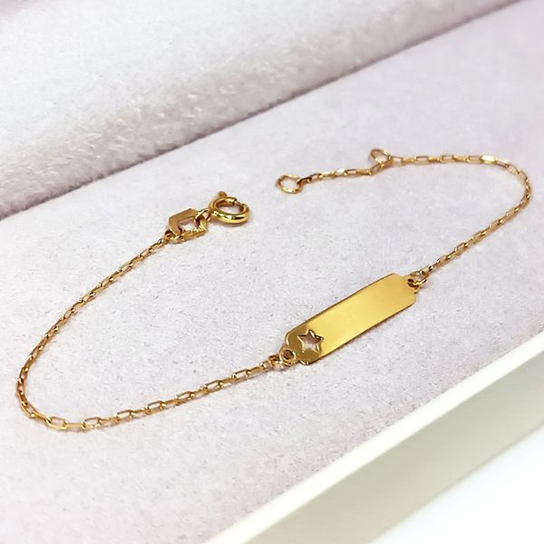 Pulseira Infantil em Ouro 18k Plaquinha Estrela Vazada